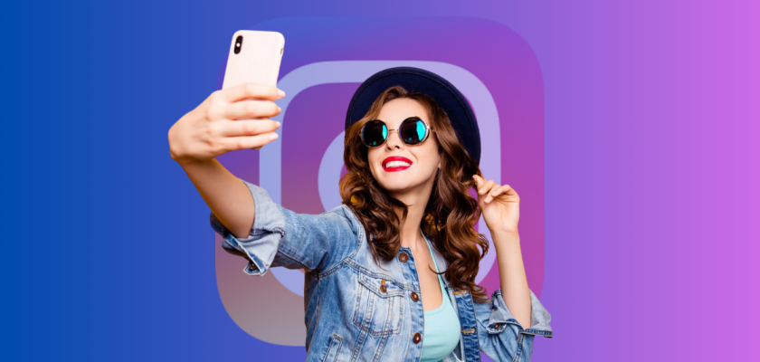 mulher mostrando um tutorial sobre como postar foto inteira no Instagram