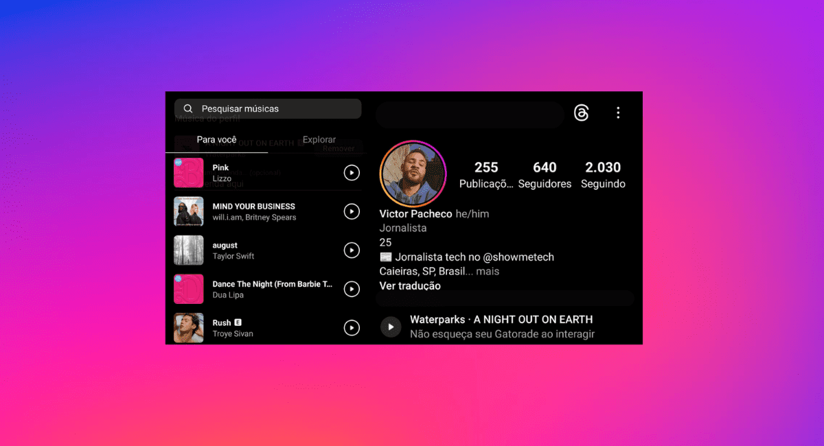 como colocar música na bio do Instagram