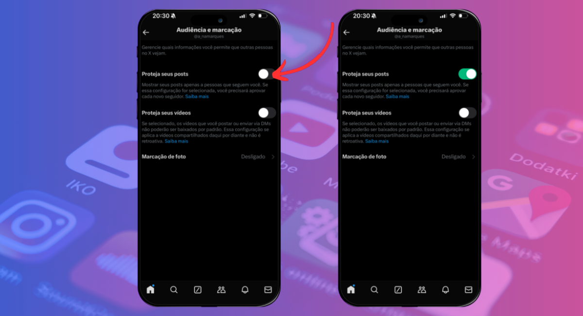 ativar modo privado no twitter